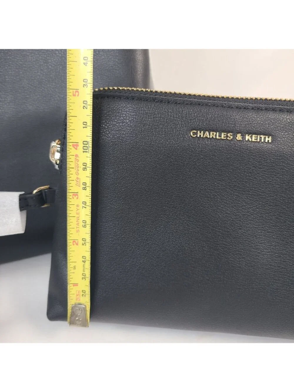 NEW Charles & Keith Aislin Hobo Handbag & Pouch Black Recycled Leather